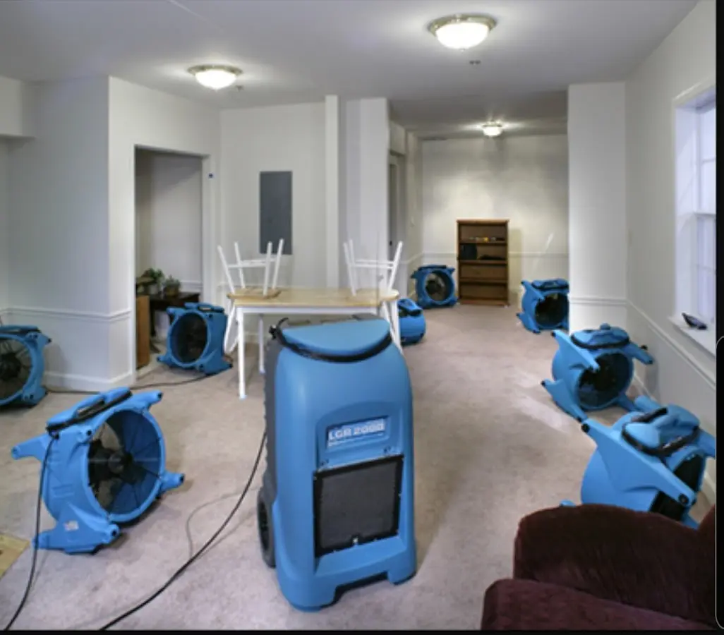 Air movers and dehumidifier setup for Water Extraction & Removal in Three Lakes